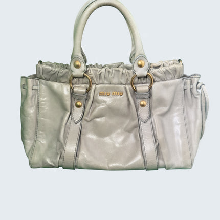 Miu Miu Vitello Light Sage Leather Two-Way Bag