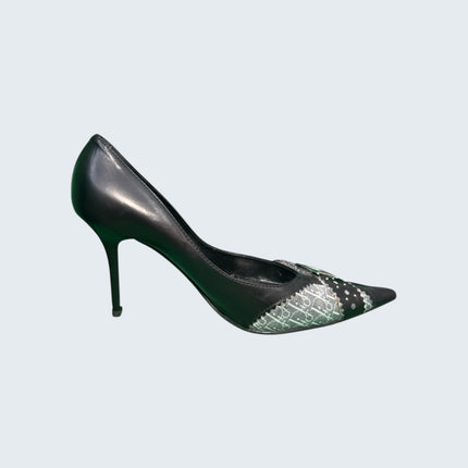 Christian Dior Black Leather D Buckle Monogram Pumps