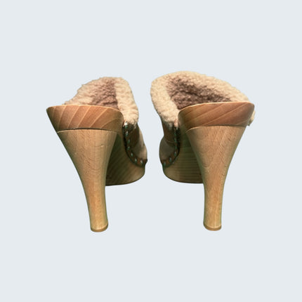 Christian Dior Suede Shearling Clog Mules