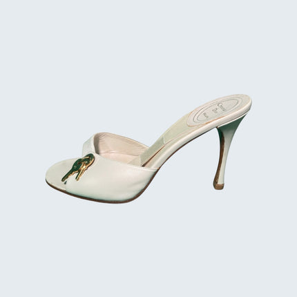 Christian Dior by John Galliano Ivory Lock and Key Mules