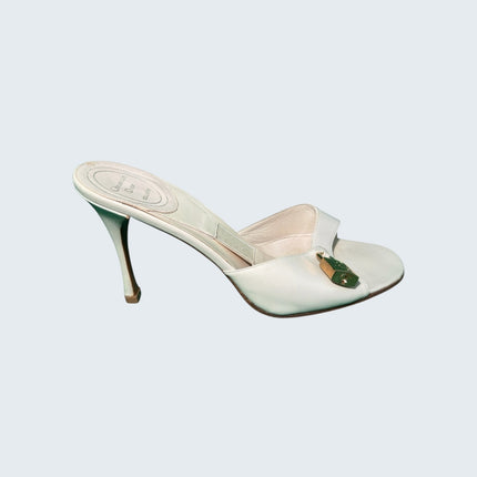 Christian Dior by John Galliano Ivory Lock and Key Mules
