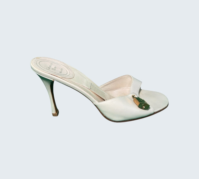 Christian Dior by John Galliano Ivory Lock and Key Mules