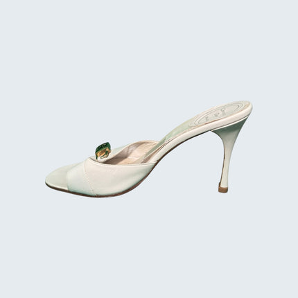 Christian Dior by John Galliano Ivory Lock and Key Mules