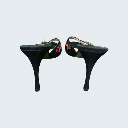Christian Dior by John Galliano Floral Embroidered Key Lock Mules