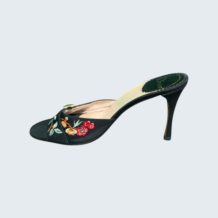 Christian Dior by John Galliano Floral Embroidered Key Lock Mules