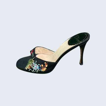 Christian Dior by John Galliano Floral Embroidered Key Lock Mules