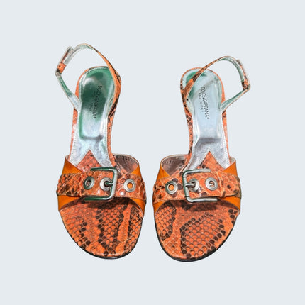Dolce & Gabbana Orange Python Leather Heels