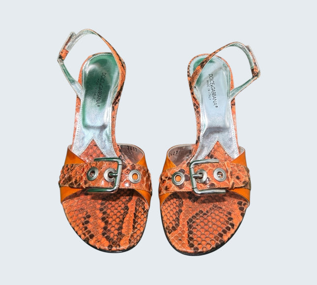 Dolce & Gabbana Orange Python Leather Heels