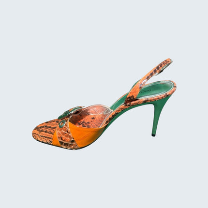 Dolce & Gabbana Orange Python Leather Heels