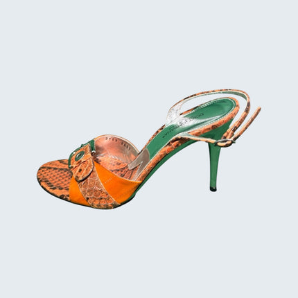 Dolce & Gabbana Orange Python Leather Heels