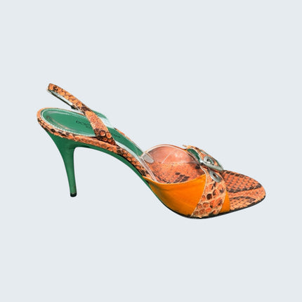 Dolce & Gabbana Orange Python Leather Heels