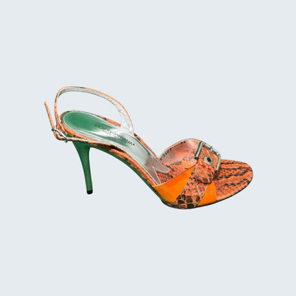 Dolce & Gabbana Orange Python Leather Heels