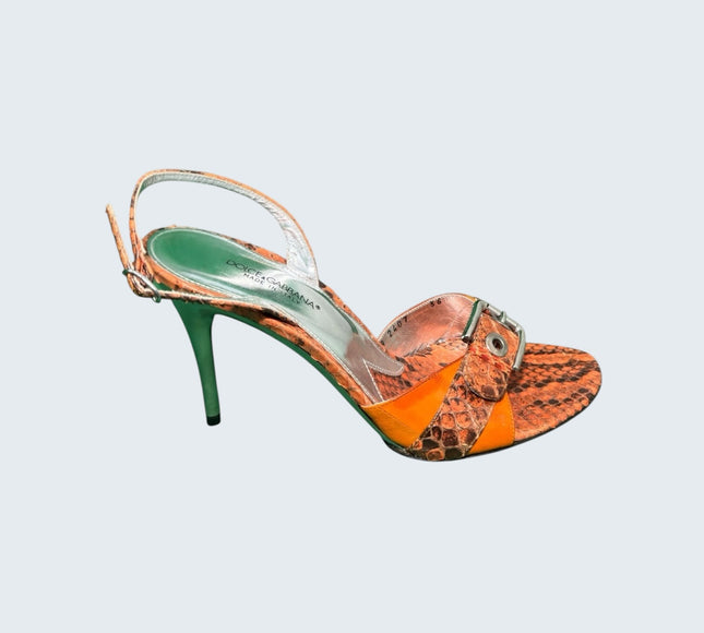 Dolce & Gabbana Orange Python Leather Heels
