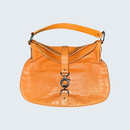 Dolce & Gabbana Orange Snakeskin Shoulder Bag