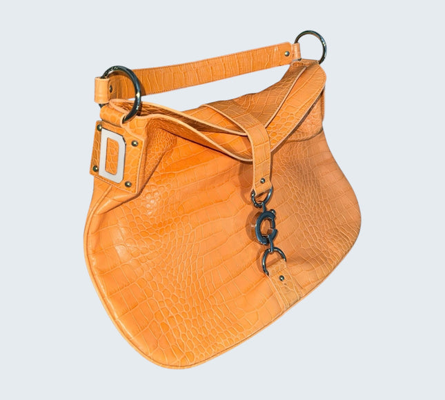 Dolce & Gabbana Orange Snakeskin Shoulder Bag