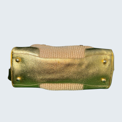 Prada Gold Raffia Chain Shoulder Bag