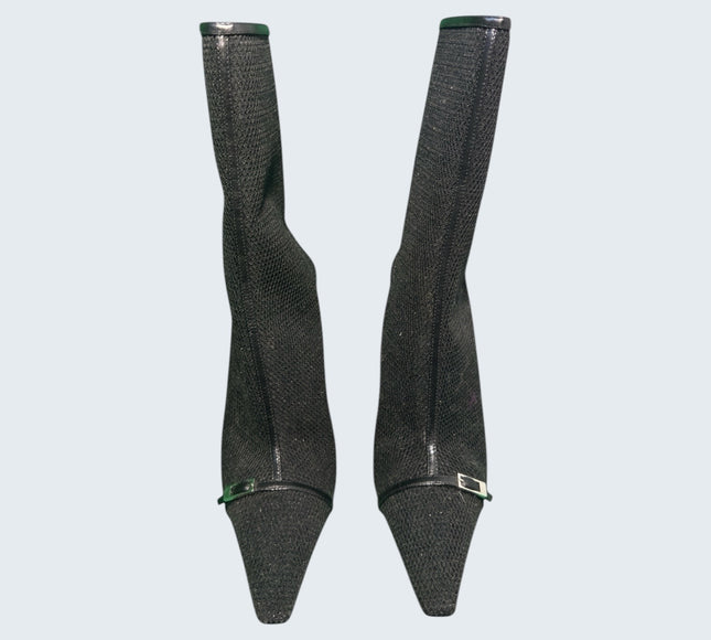 Saint Laurent Black Mesh Ankle Boots
