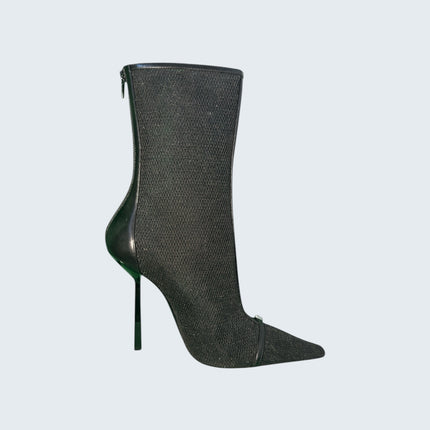 Saint Laurent Black Mesh Ankle Boots